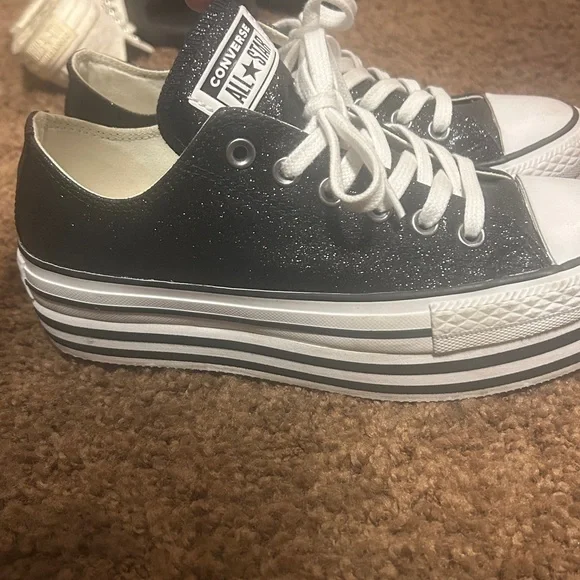 Converse Black Glitter Platform Sneakers - Picture 3 of 8